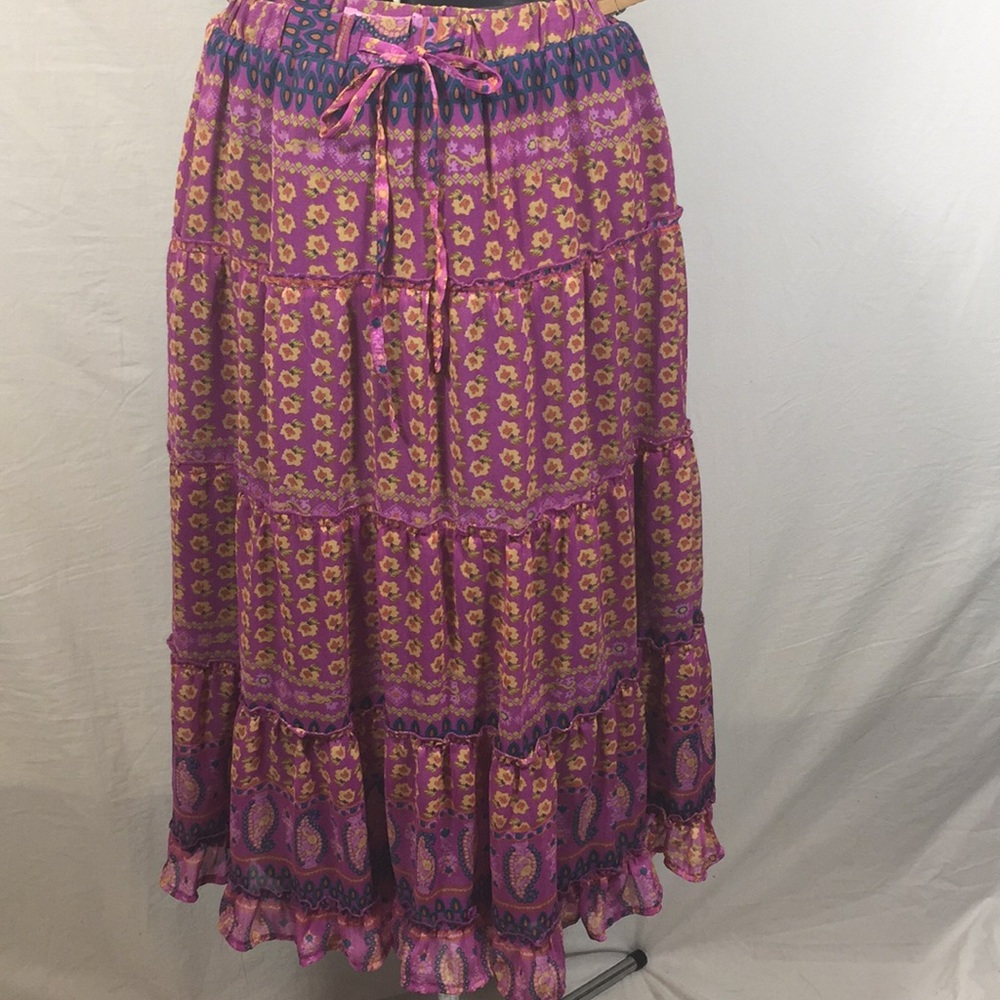 Pink Angel Skirt Women Size 14 Pink & Blue NWT Elastic Waist Tiered Full Lining